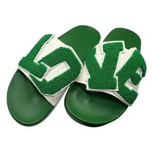 Tory Burch NWOT Green LOVE Slide Sandals Walk on Sunshine
